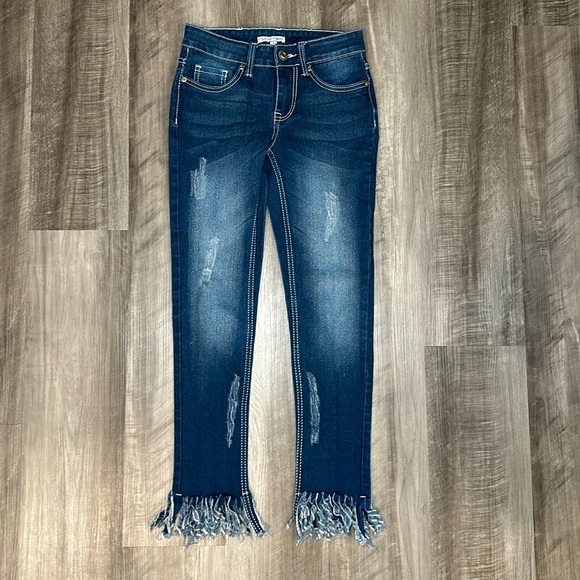 Buccho Fallaci Skinny Frayed Fringe Hem Jeans - 3 - Picture 1 of 9